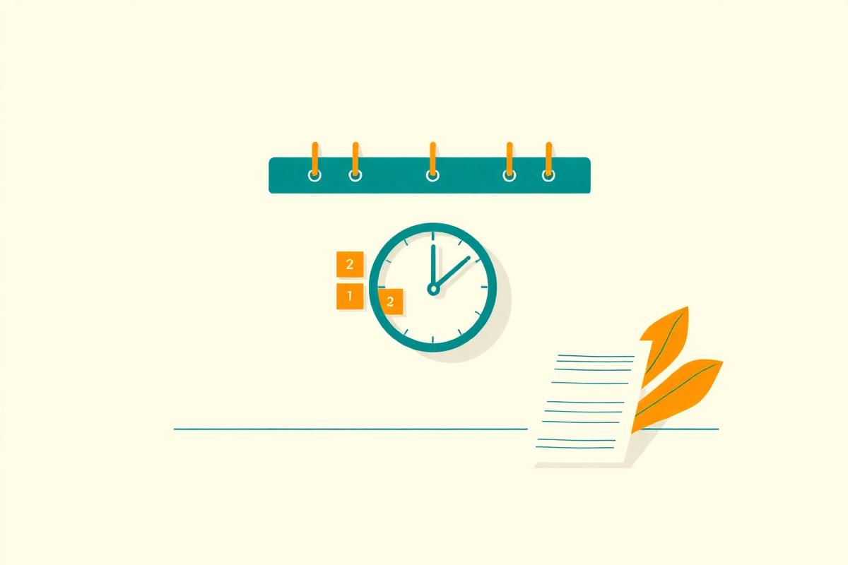 Ilustración de un calendario con plazos y documentos normativos